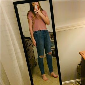 super skinny ankle high waisted jeans